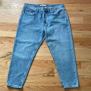 ZARA NWT Slim Cropped Jeans Womens 14 light wash Barrell Leg button fly